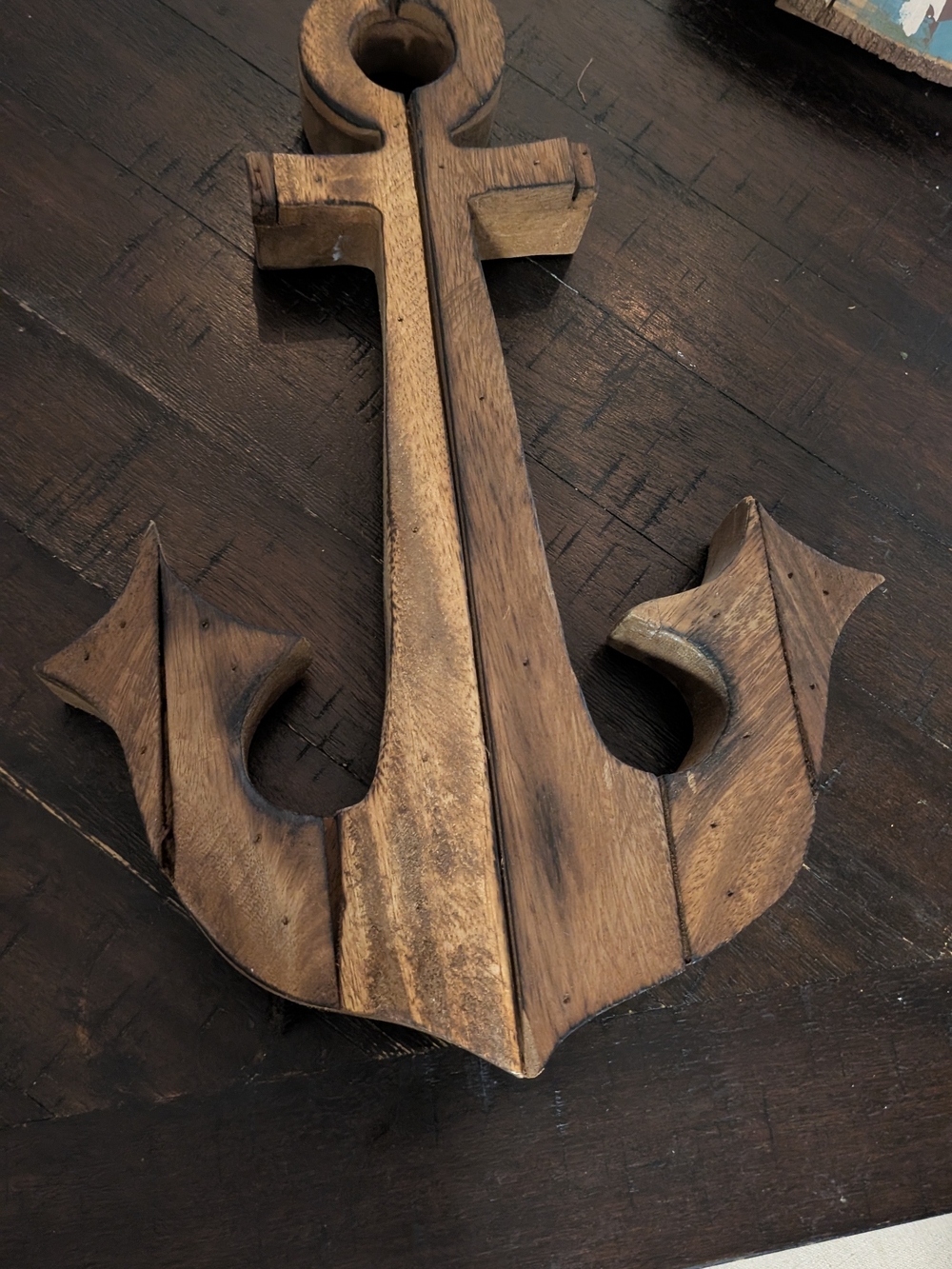 Rustic Wooden Anchor Wall Decor - Brown